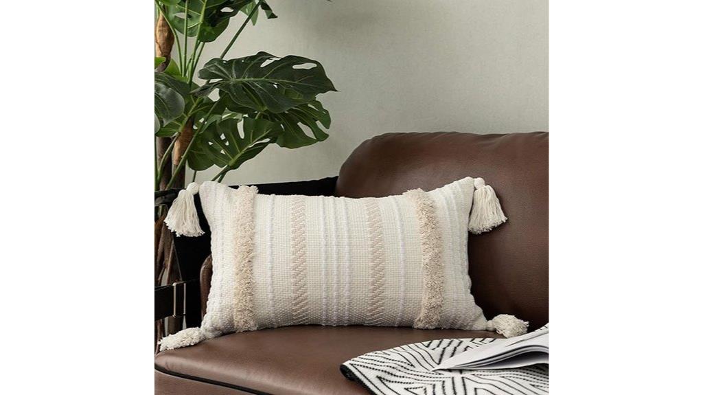 cream white woven pillow