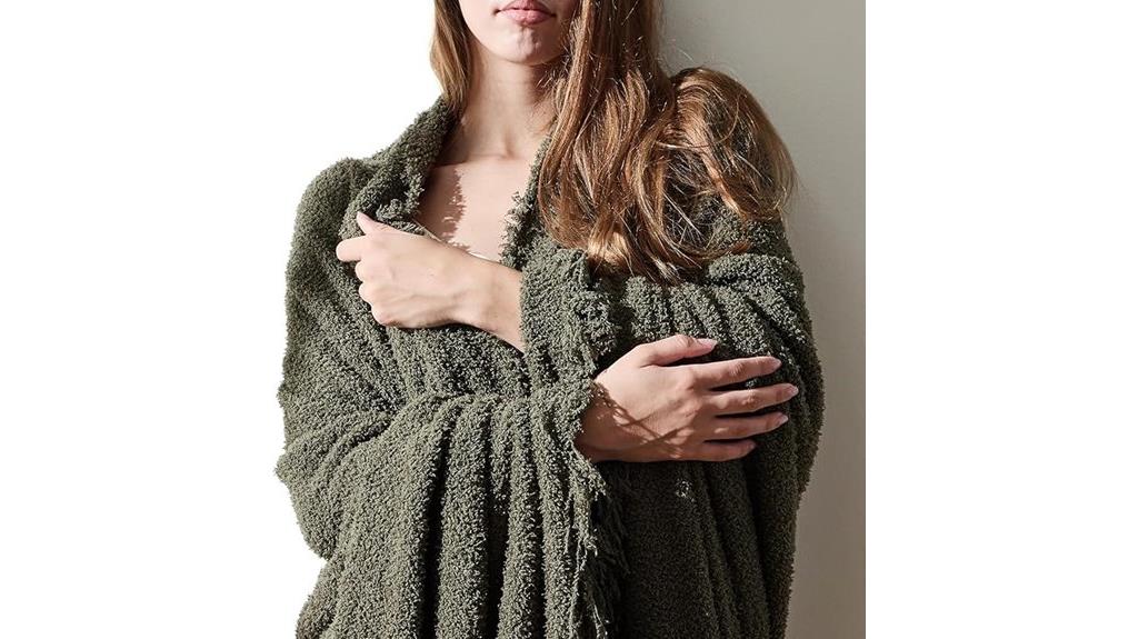 dark green knitted throw