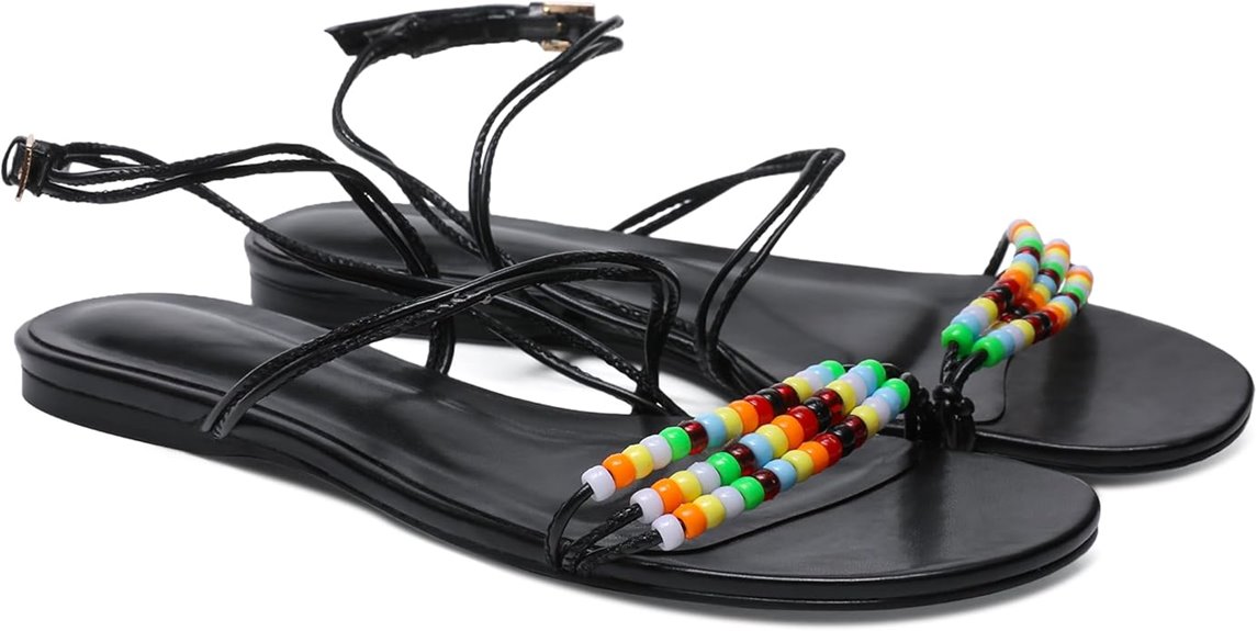 decorative beaded flat sandals