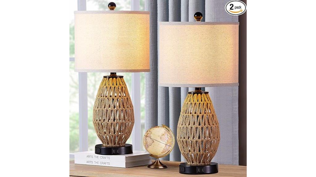 dimmable rattan bedside lamps