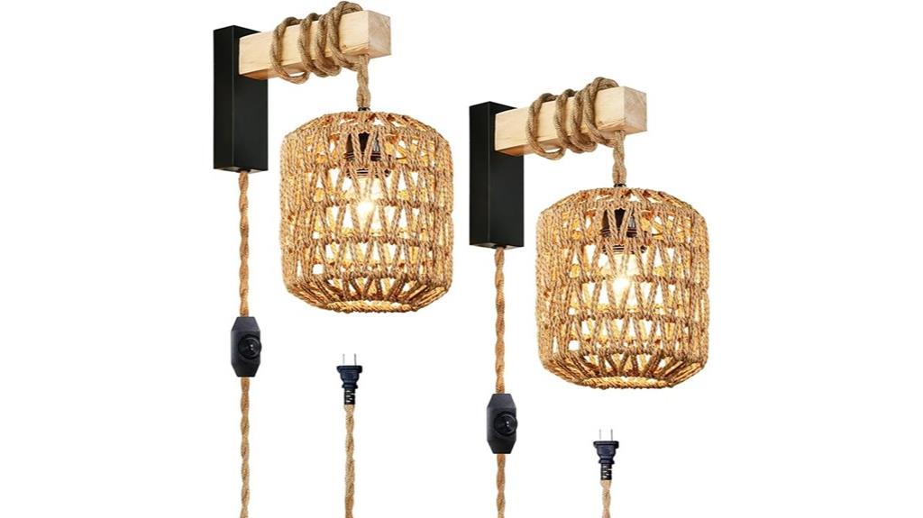 dimmable rattan wall sconces
