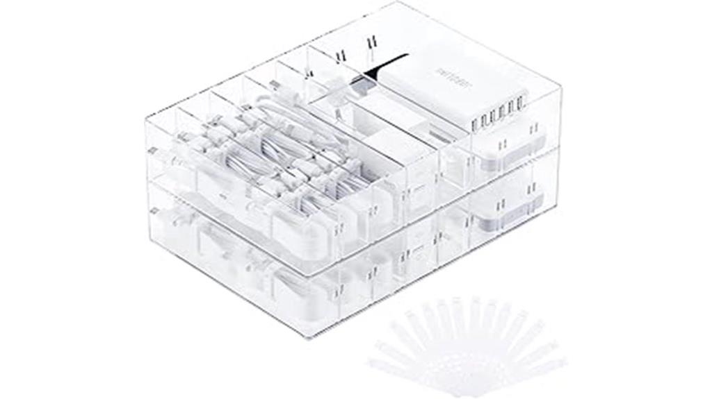 dual cable storage compartments