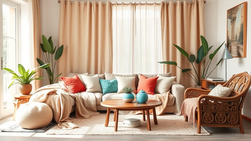 earth tones with vibrant accents