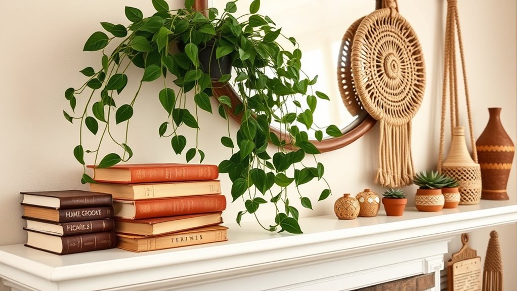 eclectic boho books plants