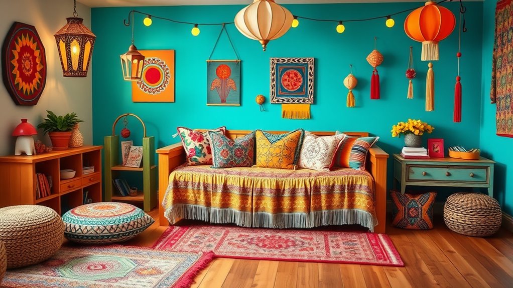 eclectic colorful patterned decor