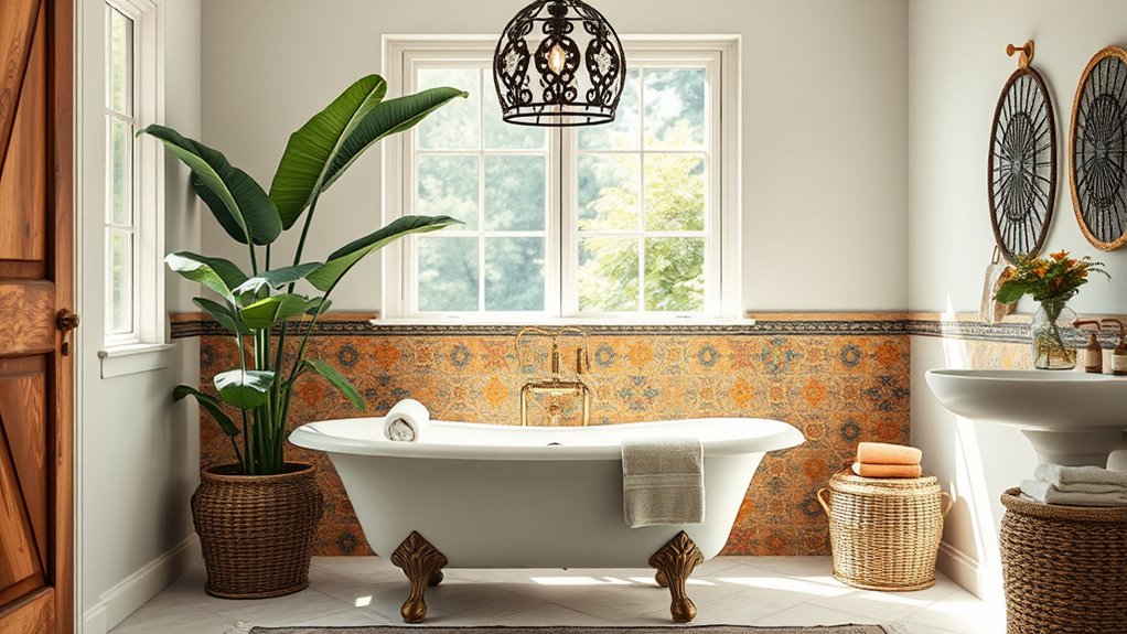 eclectic statement bathroom decor