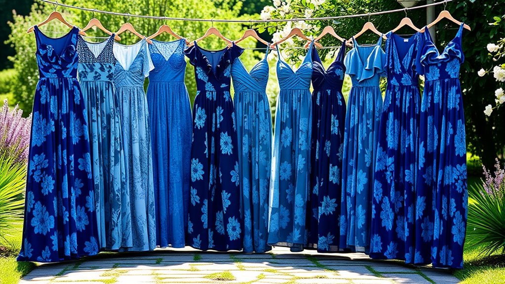 elegant blue floral maxi dresses
