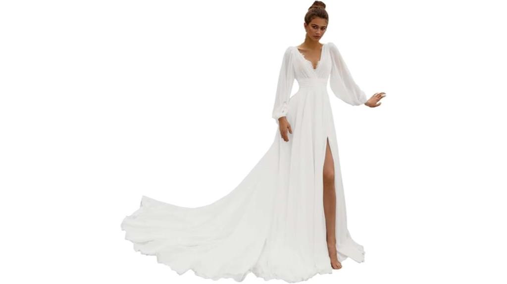 elegant chiffon wedding gown