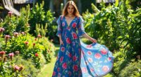 elegant floral blue maxi dresses