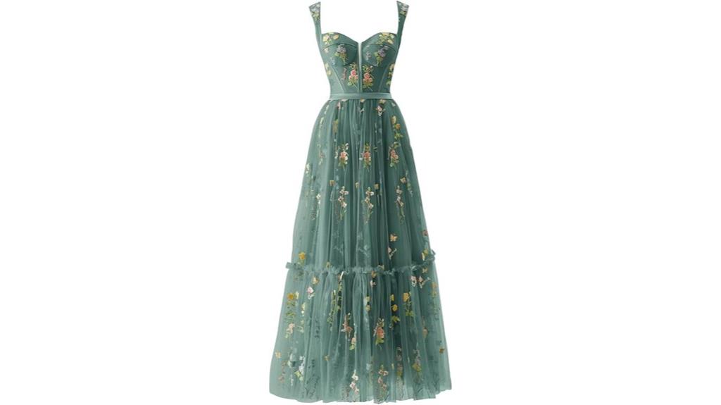 elegant floral embroidered tulle
