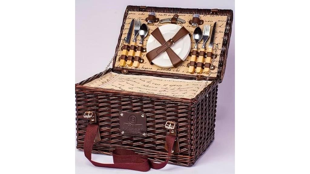 elegant four person wicker picnic set