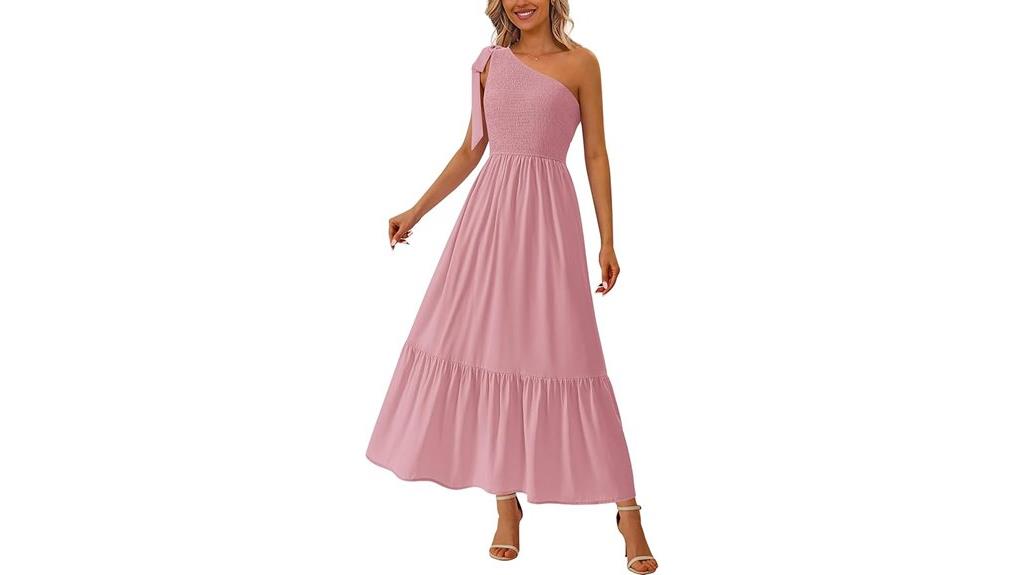 elegant one shoulder maxi dress