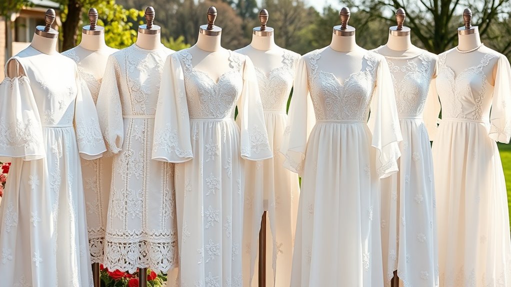 elegant sleeved white dresses