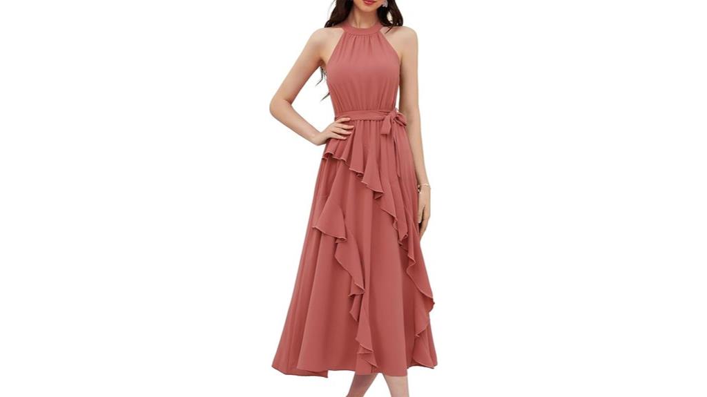 elegant sleeveless halter dress