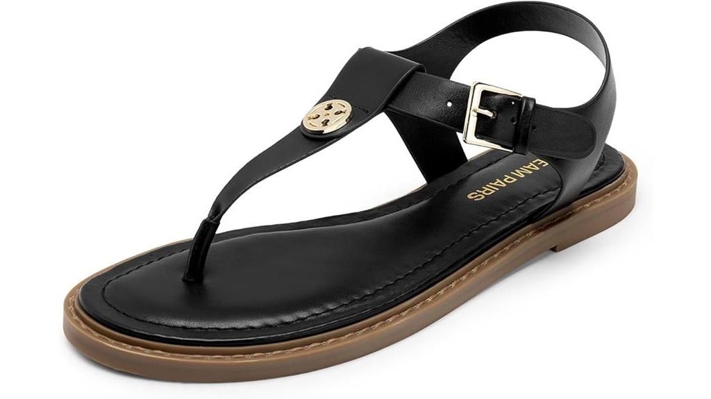 elegant t strap flat sandals
