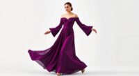 elegant trumpet sleeve maxi dresses