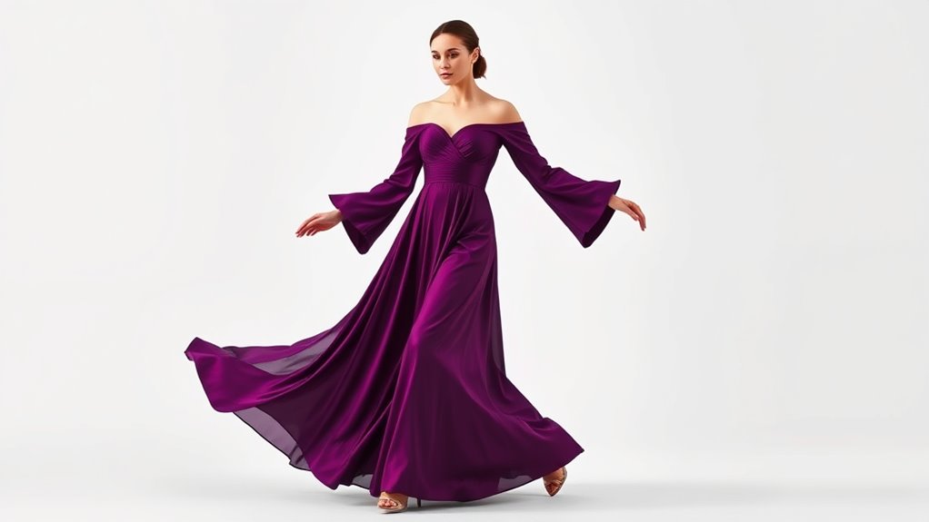 elegant trumpet sleeve maxi dresses