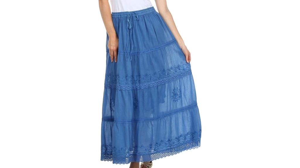 embroidered crochet bohemian skirt