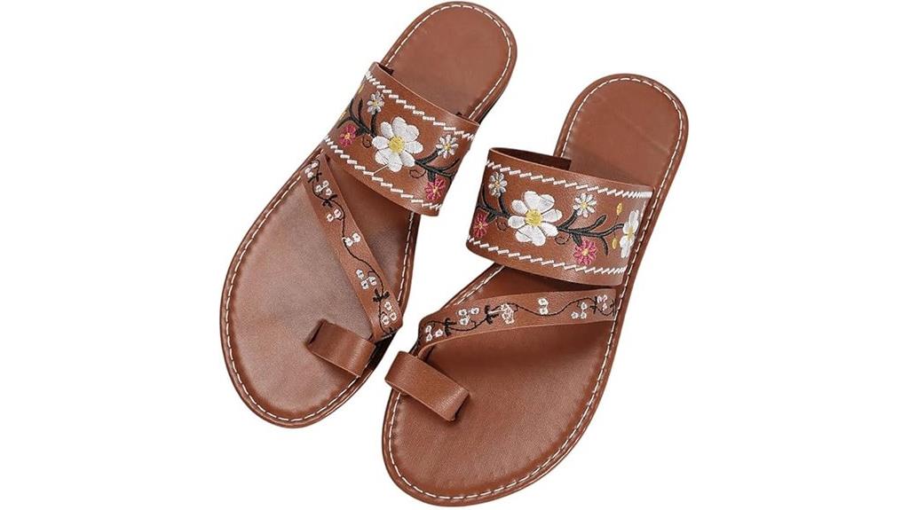 embroidered open toe sandals