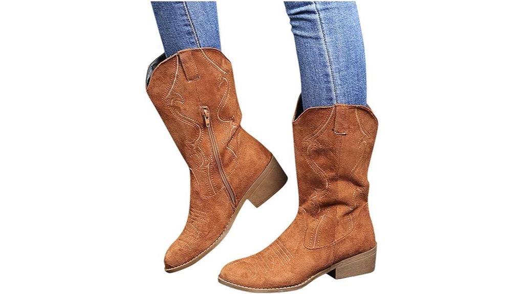 embroidered suede cowboy boots