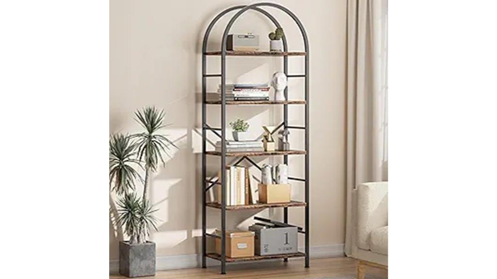 five tier arched bookshelf