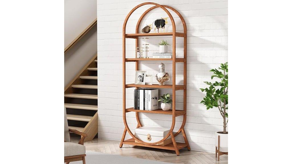 five tier wooden bookshelf