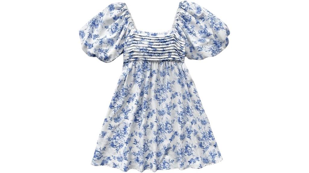 floral bubble sleeve dress
