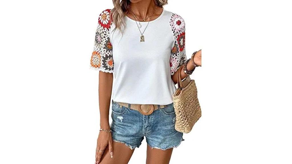 floral crochet short shirt
