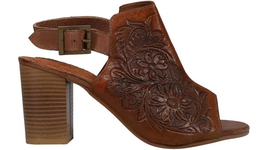 floral embossed peep toe