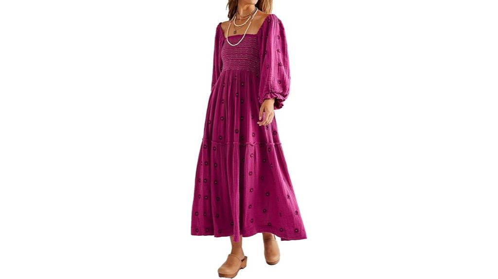floral embroidered maxi dress