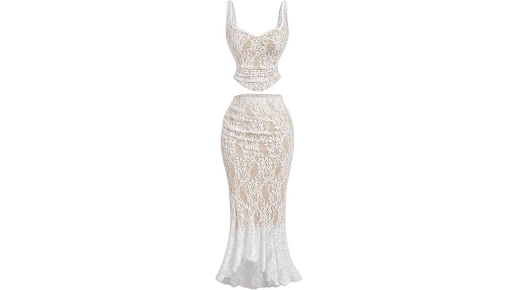 floral lace skirt set