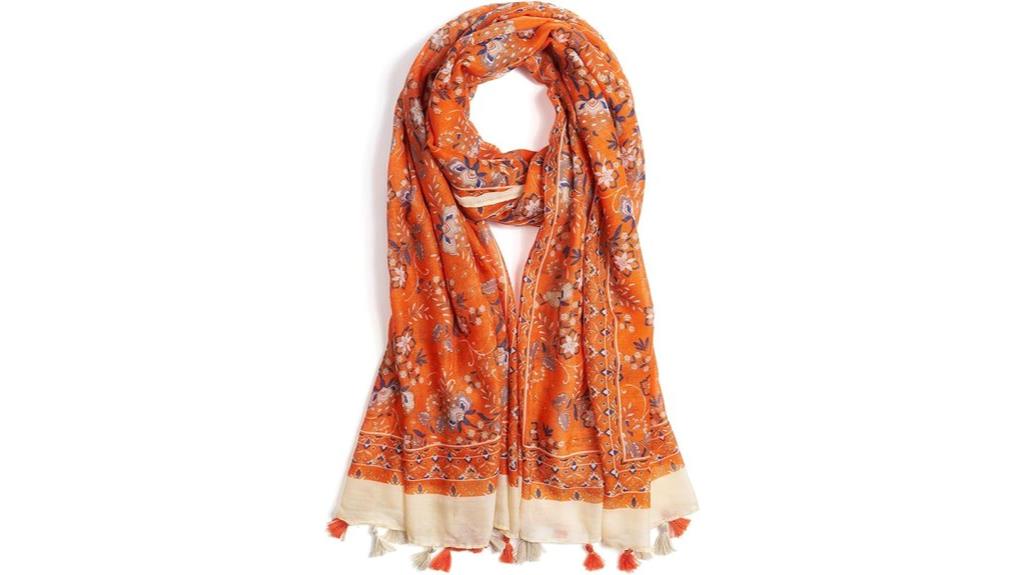 floral leopard fringe scarf