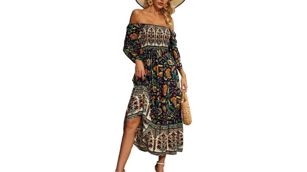 floral off shoulder maxi