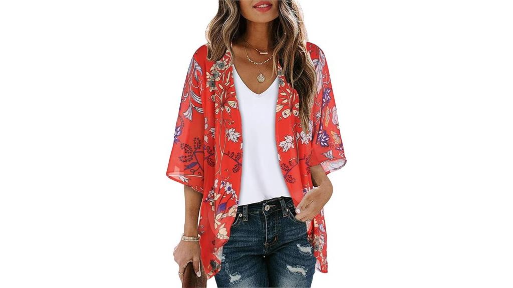 floral puff sleeve kimono