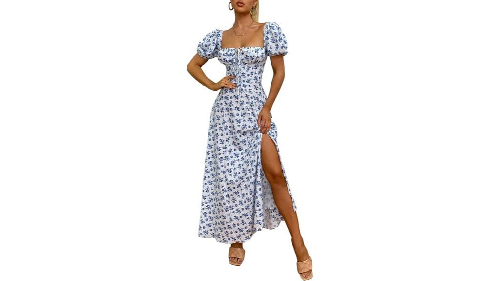 floral puff sleeve maxi