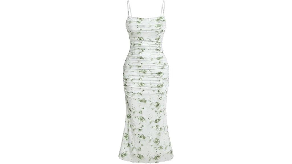 floral ruched bodycon