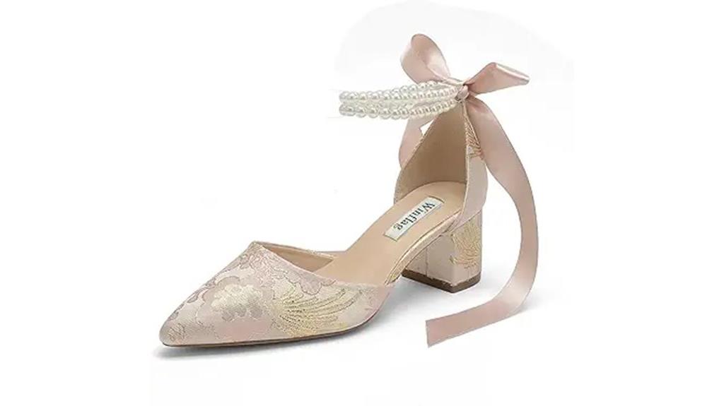 floral satin bridal shoes