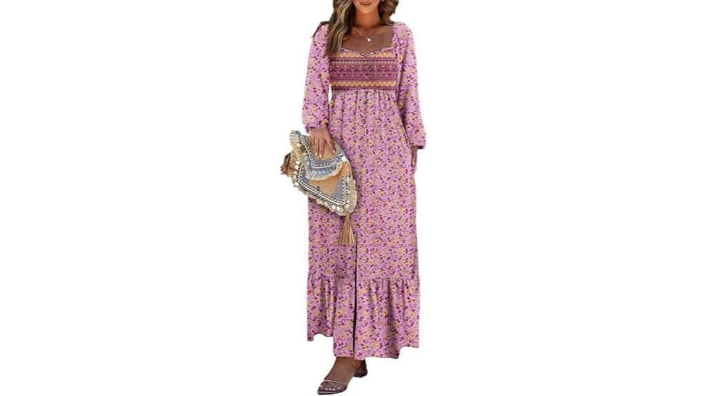 floral smocked maxi dress