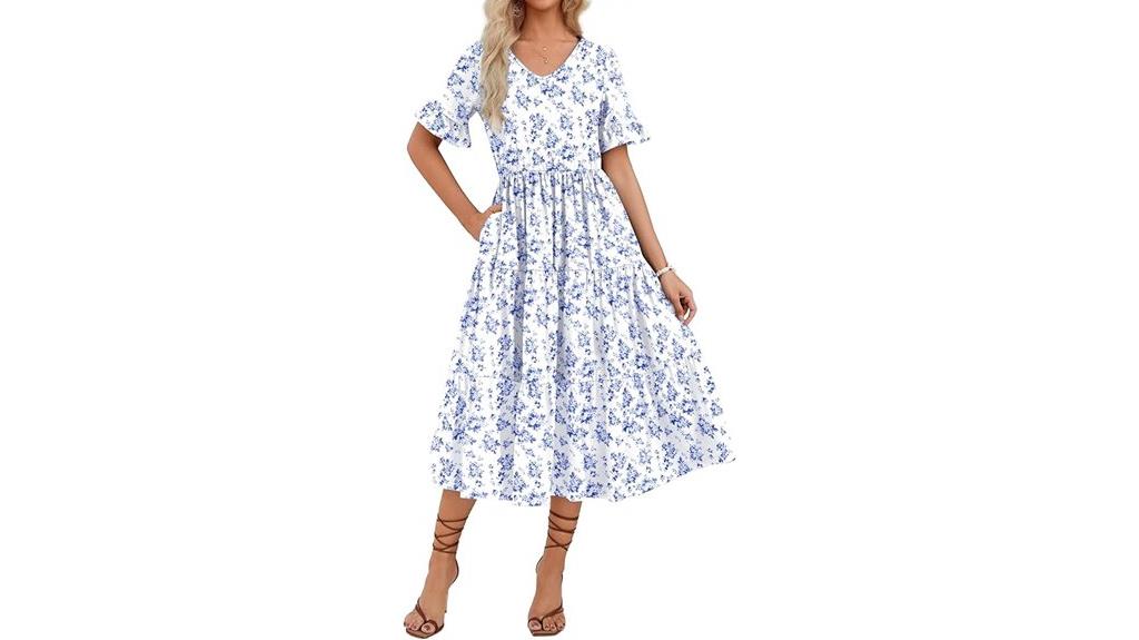floral v neck beach dress