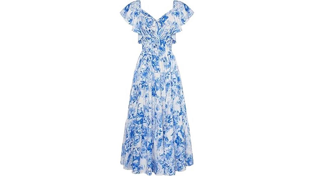 floral v neck maxi dress