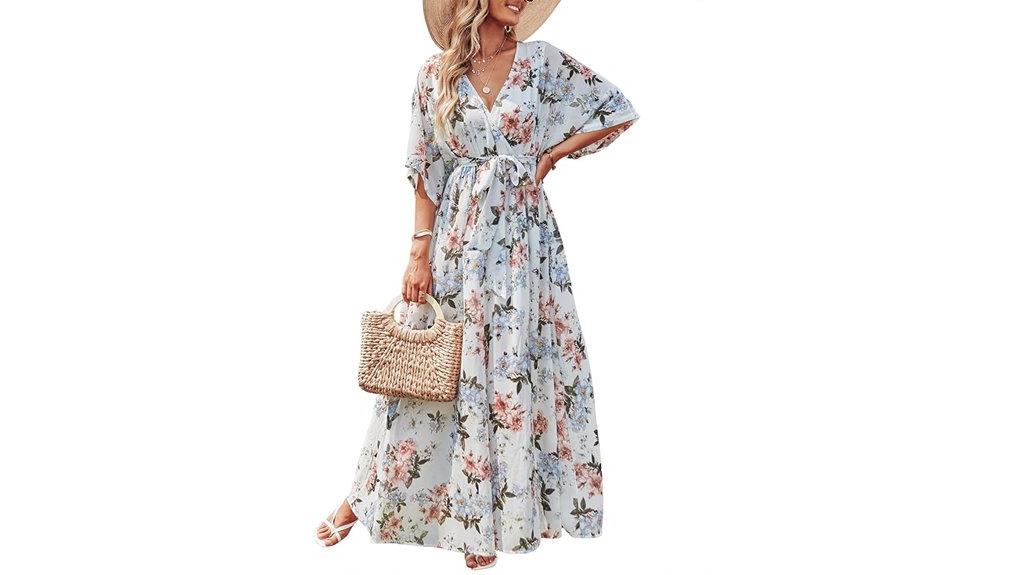 floral v neck maxi dress