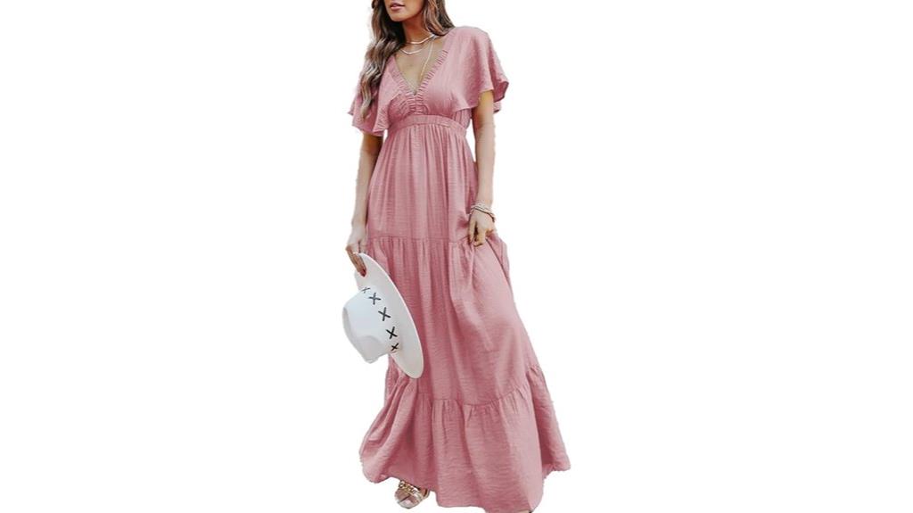 floral v neck maxi dress