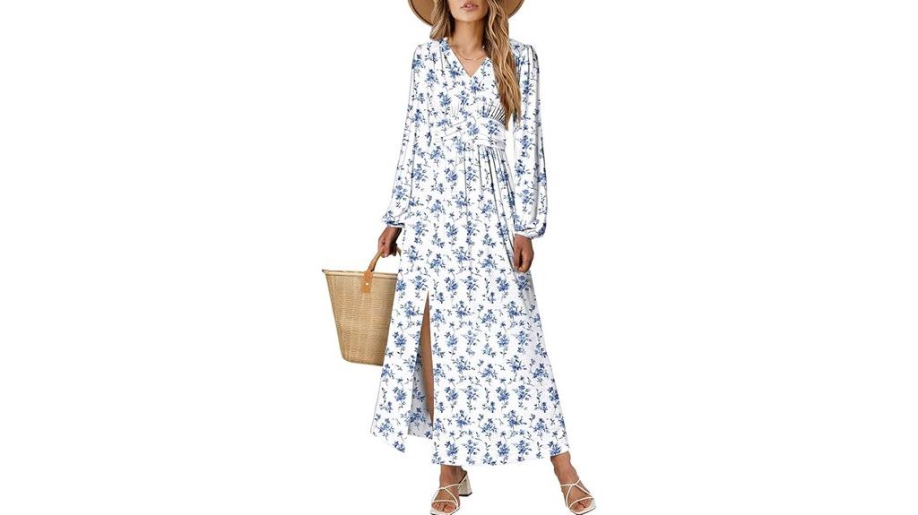 floral v neck maxi dress