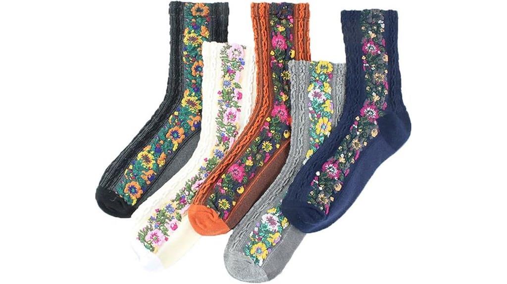 floral vintage crew socks
