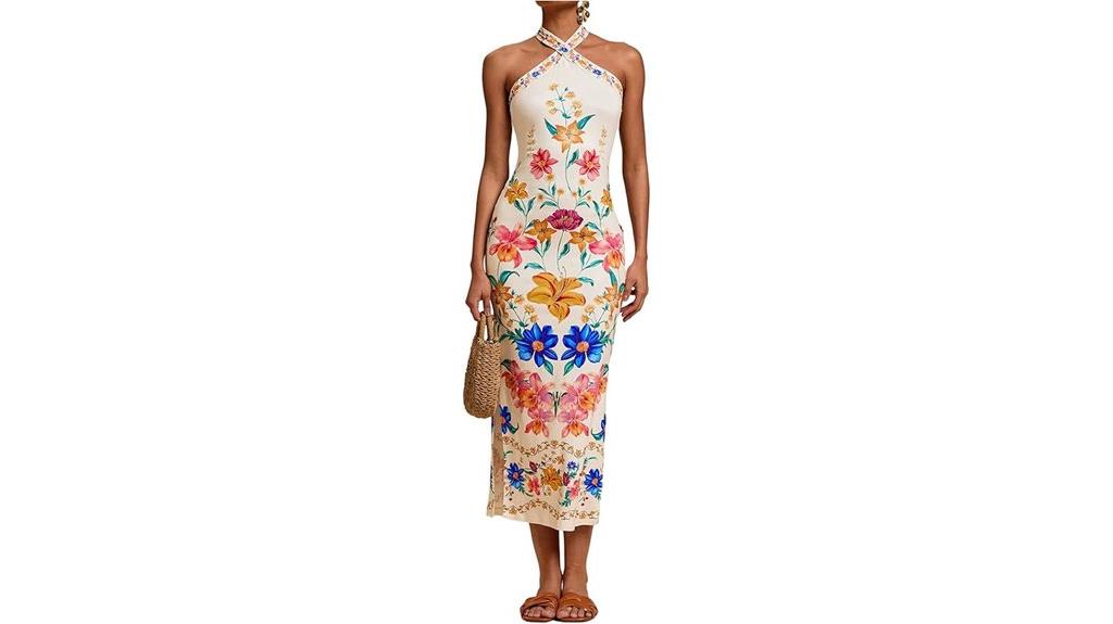 floral y2k halter dress