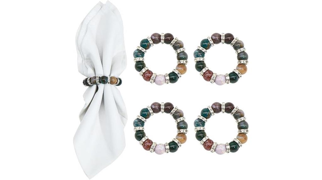 four gemstone bead napkin rings