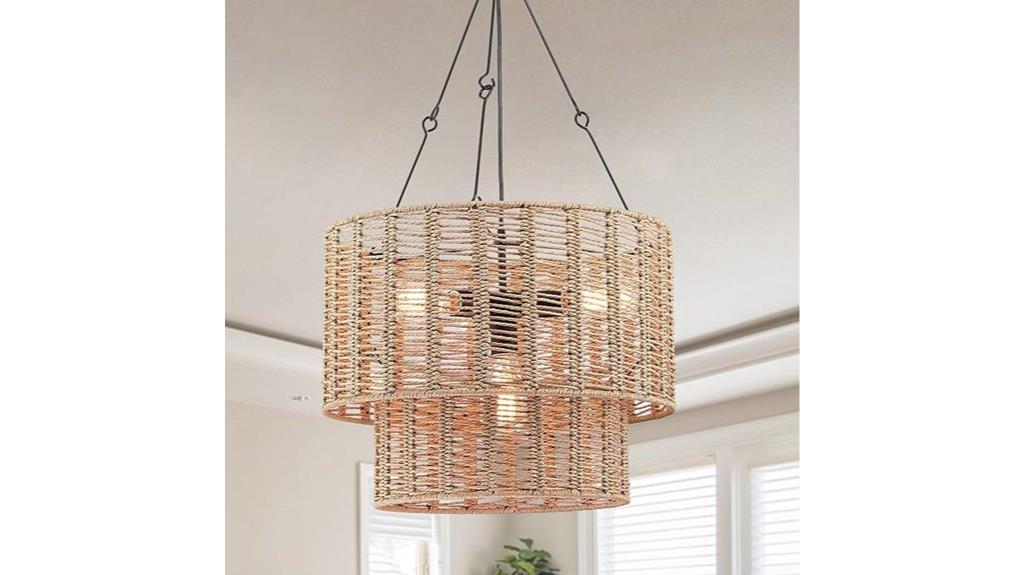 four light rattan pendant