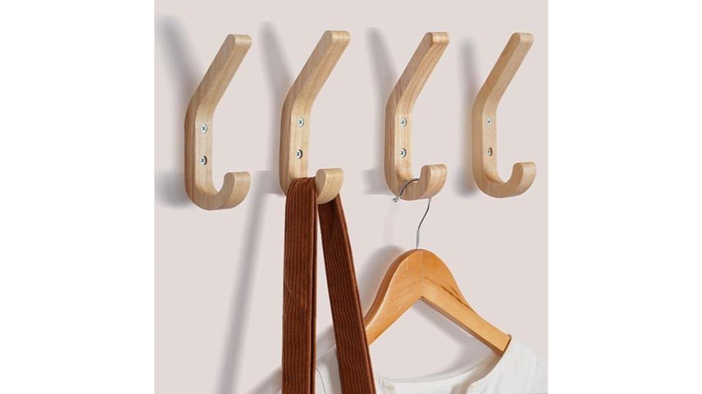 four pack wooden hooks
