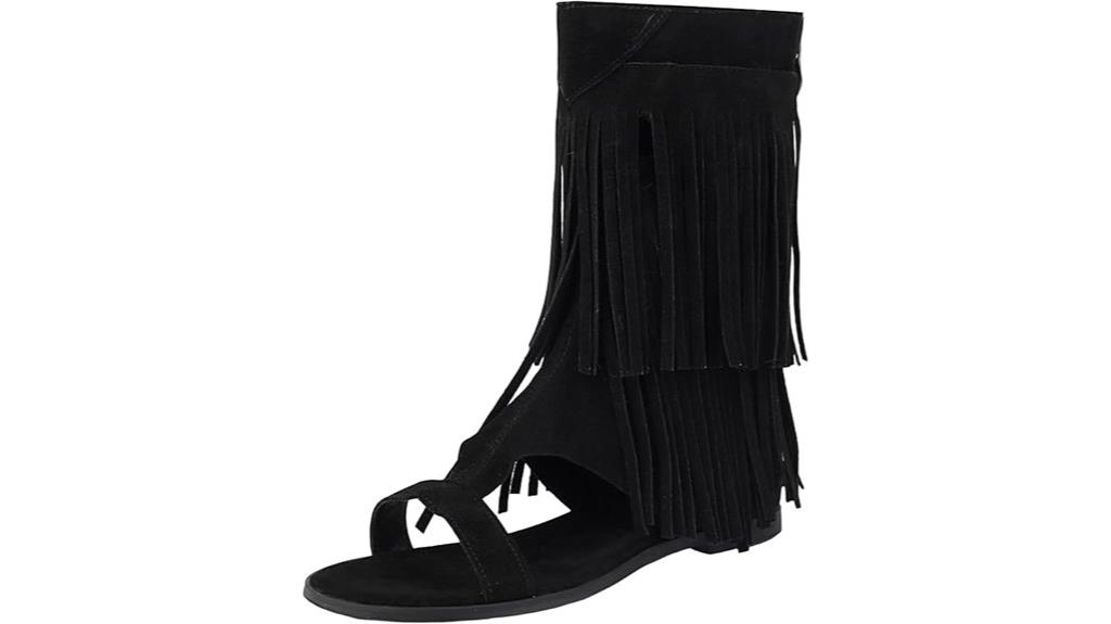 fringe gladiator ankle boots
