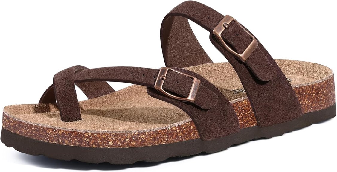 genuine suede cork sandals